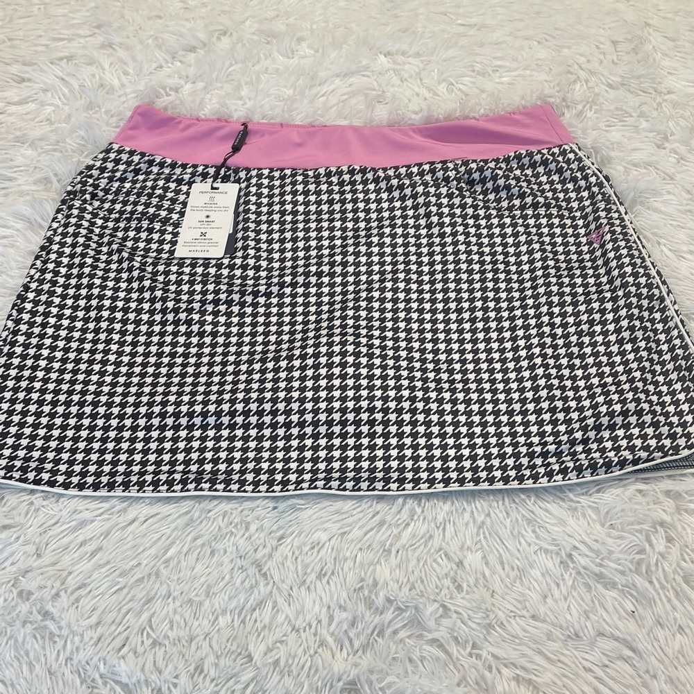 MAELREG Stylish Houndstooth SKORT with Pink Waistband WOMENS SIZE XL NWT